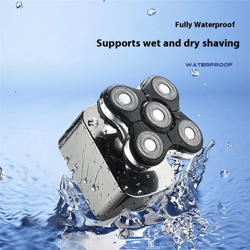 MARSKE 5 In 1 5D Floating Men's Electric Head Shaver Razor Rechargeable Cordless Hair Shaving Razors For Bald Man Waterproof Wet Dry Beard Trimmer