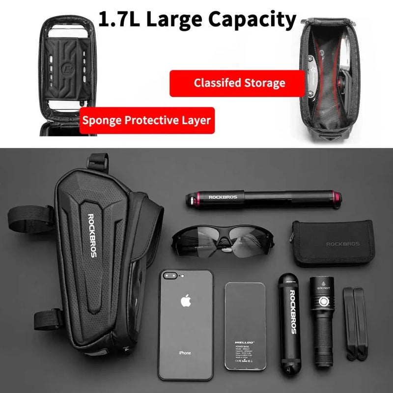 ROCKBROS 1.7L Cycling Bag 8 Inch Phone Bicycle Bag Touch Screen Top Tube Handlebar Waterproof Bike Bag Accessories