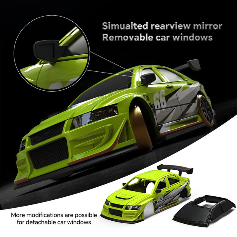 Turbo Racing C66 RTR 1/76 2.4G RWD Mini Drift RC Car with Upgrading Gyro Motor Throttle Curve Micro Full Proportional LED Light On-Road Racing Remote Control Vehicles Models Kids Children Toys
