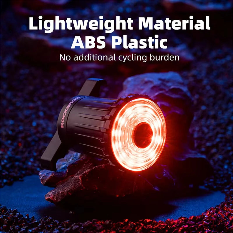 ROCKBROS WR05 100LM Smart Smart Brake Bicycle Taillight 7 Lighting Modes USB Charging 500mAH Bike Rear Light for Outdoor Night Warning Safe Cycling