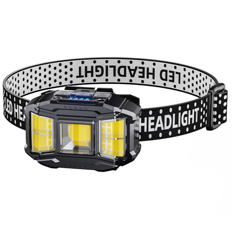 COB LED Head Mounted Flashlight USB Charging Powerful Headlight Torch Power Display Camping Head Light for Outdoor Night Fishing