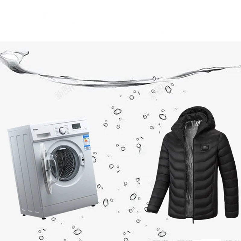 TENGOO HZ-23 23 Zones Heating Jacket Zipper Adjustable Size USB Charging Smart Thermal Warm Jacket Men's Heated Hooded Coat Outdoor Sportswear