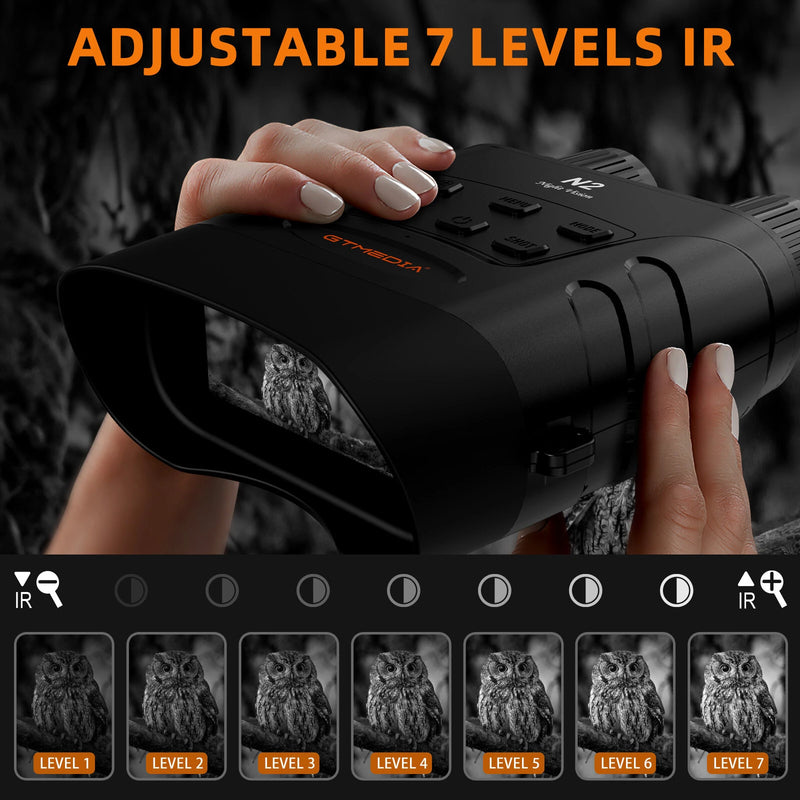 GTMEDIA N2 Night Vision Binoculars Night Vision Goggles with 2.4-inch Screen 5x Zoom Adjustable Brightness 1080P HD Video Recording for Outdoor Activities Wildlife Observation