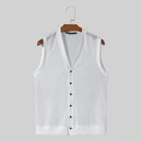 INCERUN Mens Tank Top Solid Color Hollow Out Vests Top Summer Cool Button Undershirt Top Fashion Male Clothing