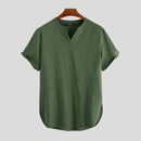 Linen Men's Short Sleeve Summer Cool Comfortable Shirt Tee Loose Tops Outdoor Hiking Holiday