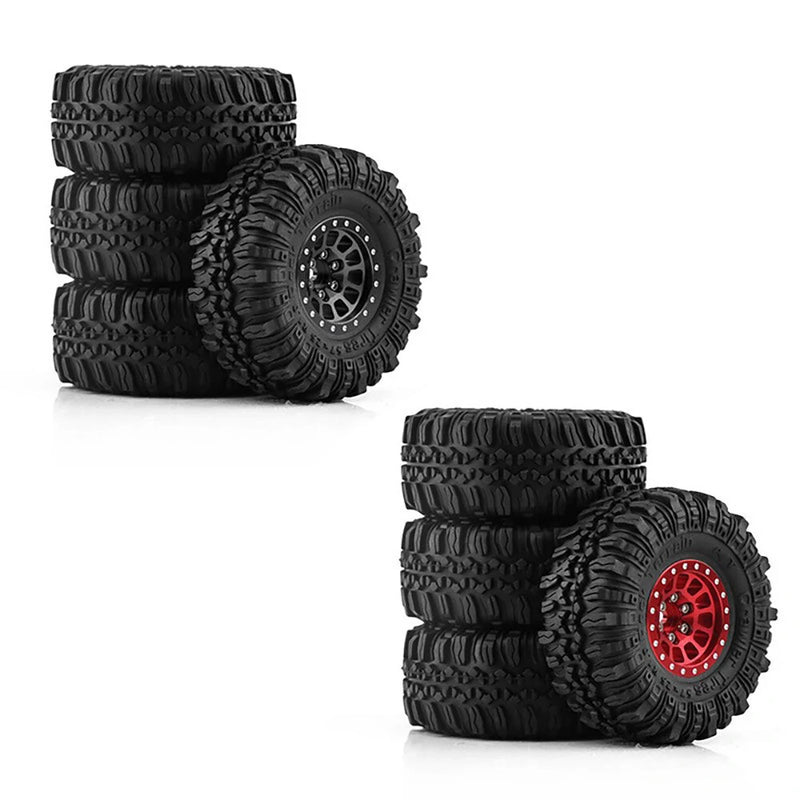 4pcs 1.0 inch Climbing Car Aluminum Alloy Hub Wasteland Wheel Tires for 1/18 TRX4M SCX24 FMS FCX18 FCX24 Furitek FX118 RC Car Parts