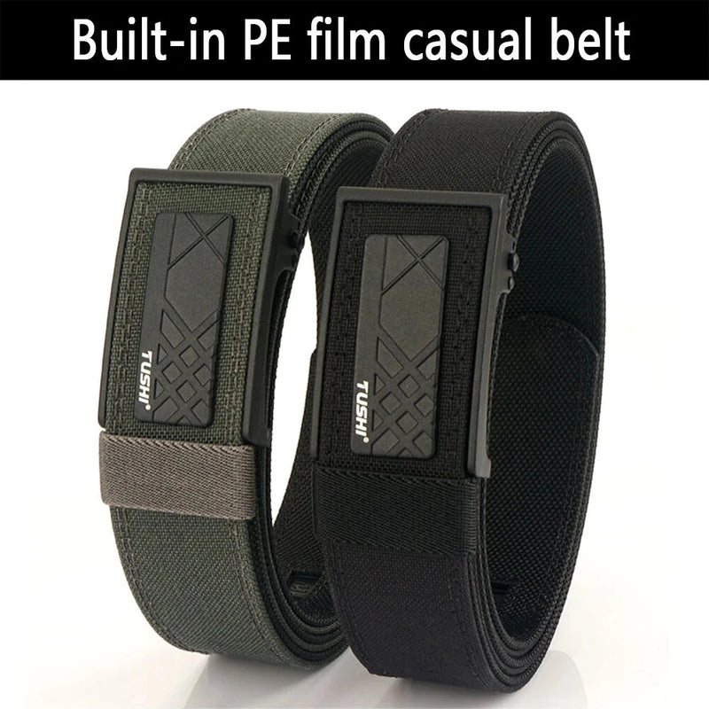 TUSHI 120cm Thick Tactical Belt for Men Automatic Buckle Military Police Duty Belt Tight Nylon Work Tool Belt Casual Waistband