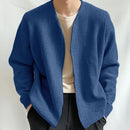 INCERUN Mens Textured Casual Long Sleeve Jacket Collarless Cardigan Jacket Coat Large Size for Big Men S-5XL