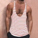 INCERUN Mens Striped U-Neck Sleeveless Casual Vest Simple Gym Sports Tank Top