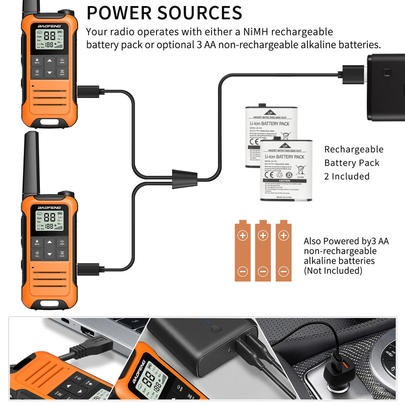 Baofeng BF-T22 Walkie Talkie 16 Channels PMR 446MHz License-Free LED Display VOXs Hands-Free Long-Range Communication Without Battery