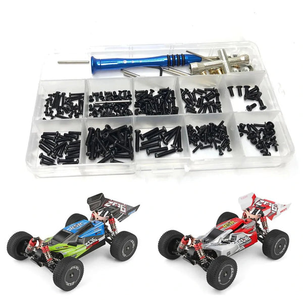300pcs M2 M2.5 M3 Screw Fastener Kit Cross Sleeve Hex Wrench Swing Arm Pin Screws for Wltoys 144001 144010 124016 124017 124019 RC Car Parts