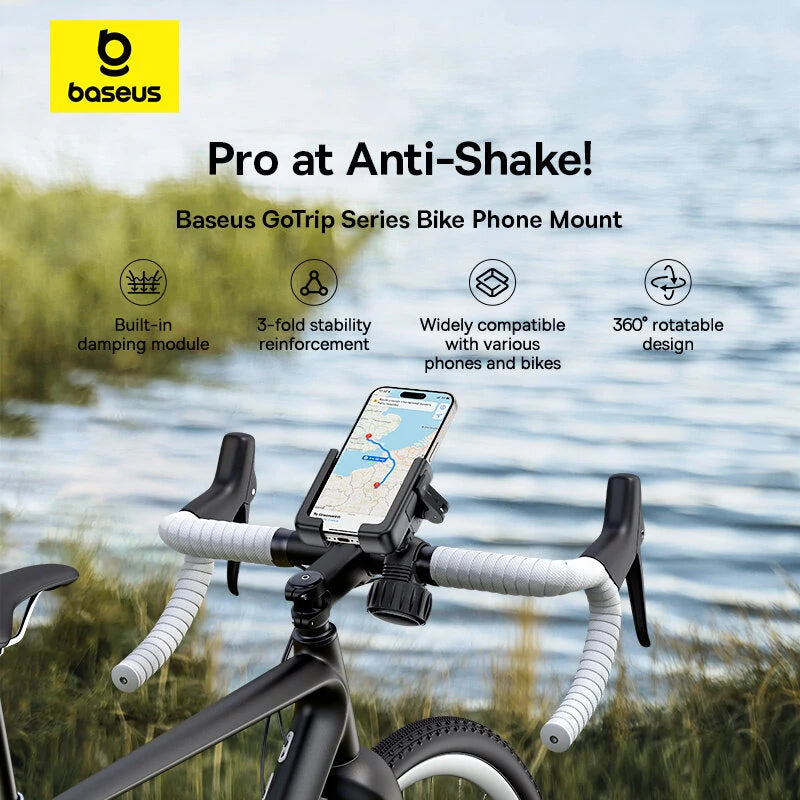 Baseus Phone Holder 5.7"-7.2" Adjustable Phone Clip Stand Shockproof Portable Bike Holder Phone Bracket for Motorcycle Bicycle