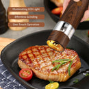 500mAh Electric Pepper Grinder in Wood Grain Color Electric Salt and Pepper Grinder Set with 6 Adjustable Coarseness Adjustable Ceramic Core with LED Light USB Rechargeable