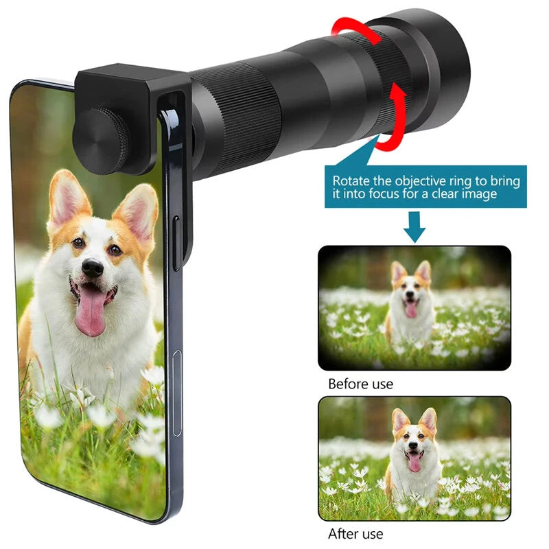 IPRee 38X HD Zoom Lens Phone Monocular Telescope with Tripod Smartphone Adapter for iPhone