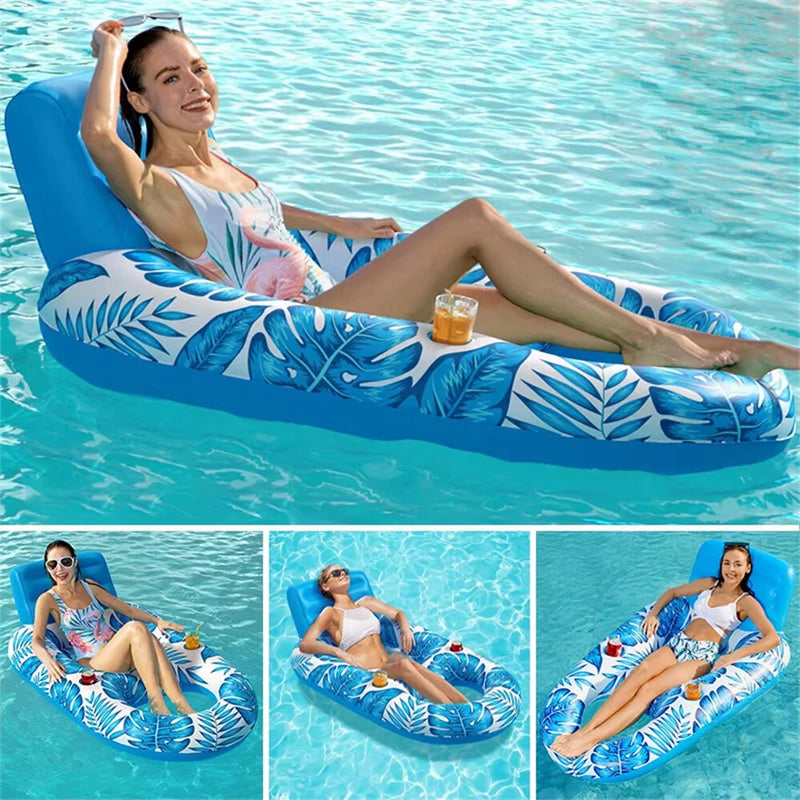 WaveRite 1pc Inflatable Floating Pool Lounge Chair Water Floaties for Swimming Pool Lake Lounge Float Swimming Beach Lounger Floating Seat With Backrest