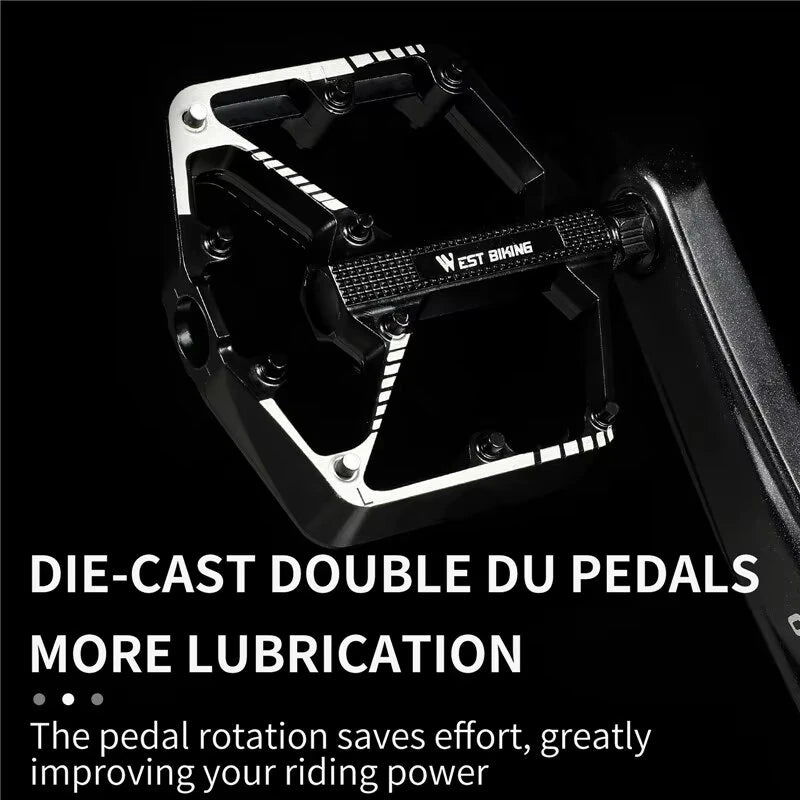 WEST BIKING DU Bearing Bicycle Pedal Anti-slip Cycling Pedal Ultralight Aluminum Alloy for MTB Bike Road Bike
