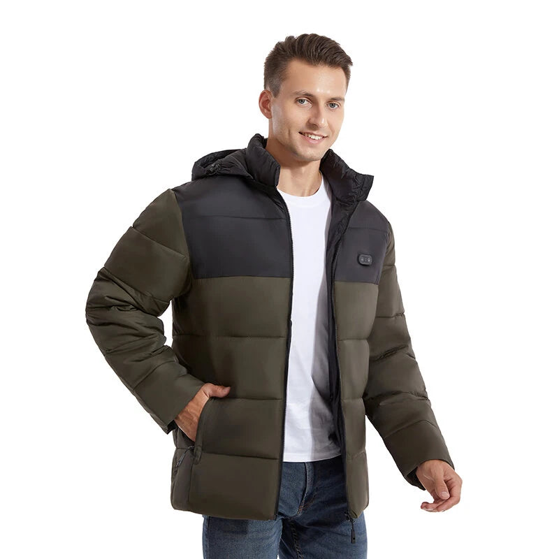 TENGOO HJ-15G Heating Jacket 15 Heated Areas Coat Army Green Fashion USB Charging Winter Plus Size Warm Outdoor Hiking Camping Electric Heating Jacket