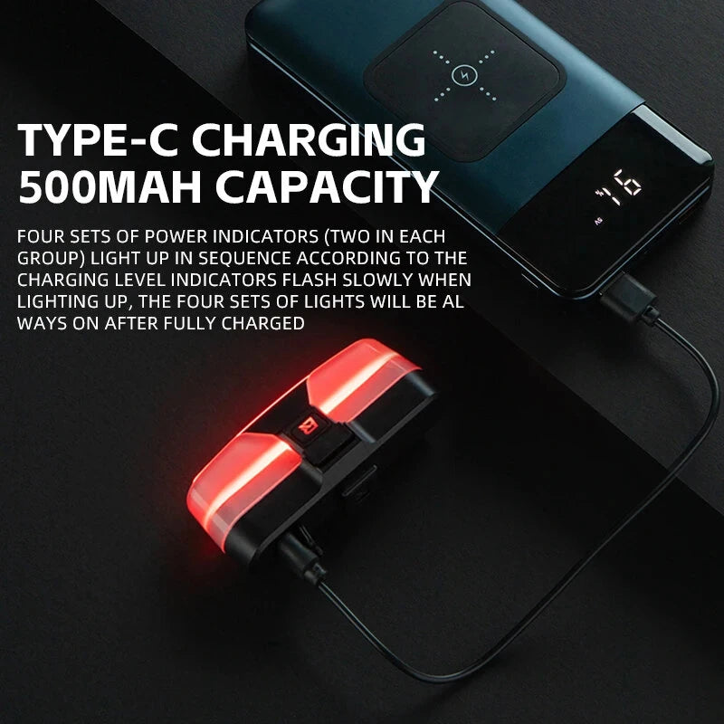ROCKBROS REX01 Smart Brake Sensing Bike Taillight 500mAh Battery  5 Light Modes USB-C Rechargeable IPX6 Waterproof Bicycle Rear Light with Wireless Remote for Cycling