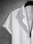 Mens Solid Patch Pocket Lapel Collar Short Sleeve Shirts