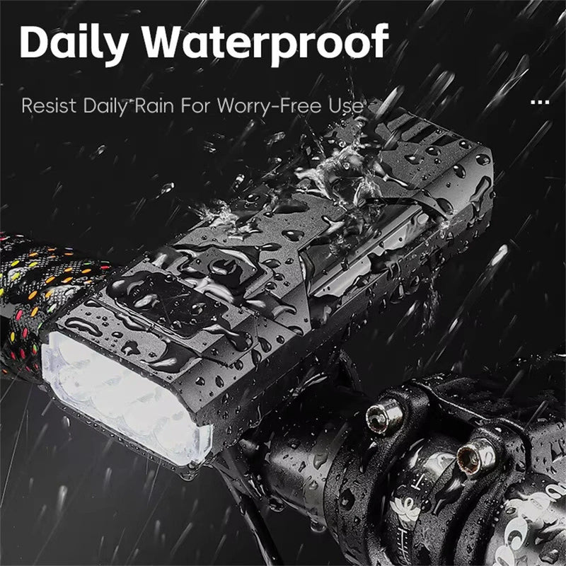 WEST BIKING 400Lm Digital Power Display Bike Headlight Waterproof Type-C Charging Flashlight 8 LED Beads High Brightness Bicycle Front Light for Road Night Riding