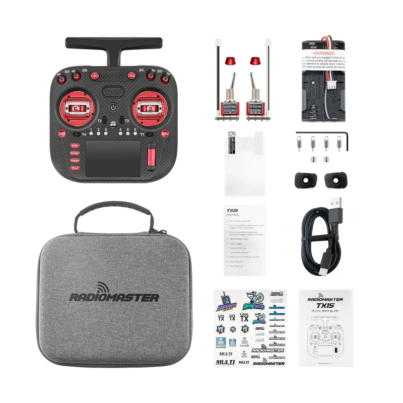 Radiomaster TX15 Max Built-in 2.4GHz/900MHz ELRS 16CH Radio Controller with AG02 CNC Hall Gimbal 3.5-Inch High-Visibility Color Touchscreen for FPV Racer Drones