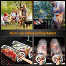 BBQ Grill Basket Round BBQ Cage Outdoor BBQ Smoking Cage Portable BBQ Net Rotating Drum Stainless Steel Grill Cage Round BBQ Basket with Handle Fish Roaster Outdoor Grill