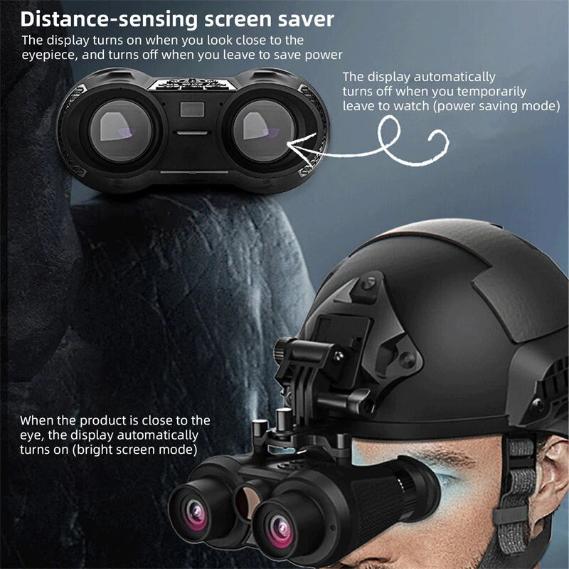 IPRee Head Mounted Night Vision Goggles 3D VR Digital Infrared Night Vision Binoculars 8064x3024 Photo & 3840x1080 Video Resolutions 150m Night Vision