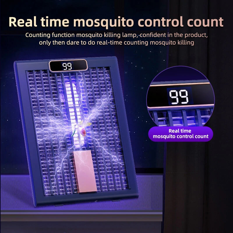 Portable 180 Folding Design Mosquito Lamp with Real-Time Mosquito Count Ideal New Attracting Light Wave USB Charging Safe Insulating Material and for Home Commercial Outdoor Use