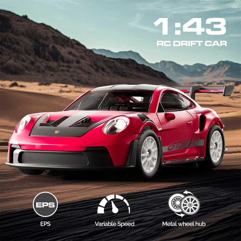 Hstar D43-01 RTR 1/43 2.4G 4WD Drift RC Car Gyro Mini Full Proportional Alloy Body Shell LED Light Remote Control High-Speed Motor On-Road Racing Vehicle Model Boys Gifts Toys