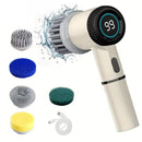 5 in1 Portable Electric Cleaning Brush 5W 1200mAh Rechargeable 3-Speed Adjustable 1600/2000/2400 RPM Cordless Multi-functional Kitchen Dish Scrubber with LED Indicator and USB Charging