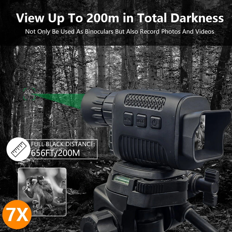 IPRee Infrared Optical Night Vision Monocular With 2000mAh Rechargeable Battery 7X Zoom Digital 2.7K 48MP Outdoor Telescope Camera for Hunting Camping