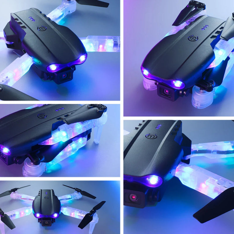 YLR/C E99D WiFi FPV with HD Dual Camera Lighting Arms Optical Flow Positioning Colorful LED Light Foldable RC Drone Quadcopter RTF