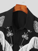 Mens Embroidered Fringe Long Sleeve Shirt