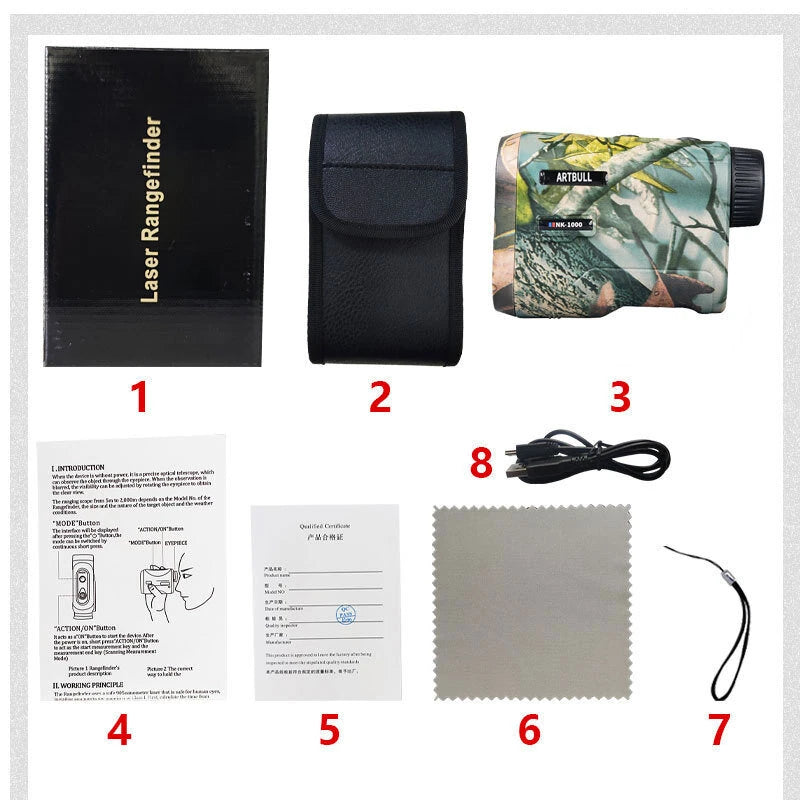 ARTBULL Hunting Rangefinder 6X Magnification Shooting Rangefinder 1000M Hunt Telescope Distance Meter Monocular Range Finder