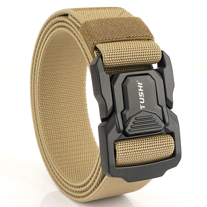 TUSHI Metal Quick Release Pluggable Buckle Tactical Belt Breathable Elastic Belt For Men Cowboy Outdoor Stretch Hunting Waistband