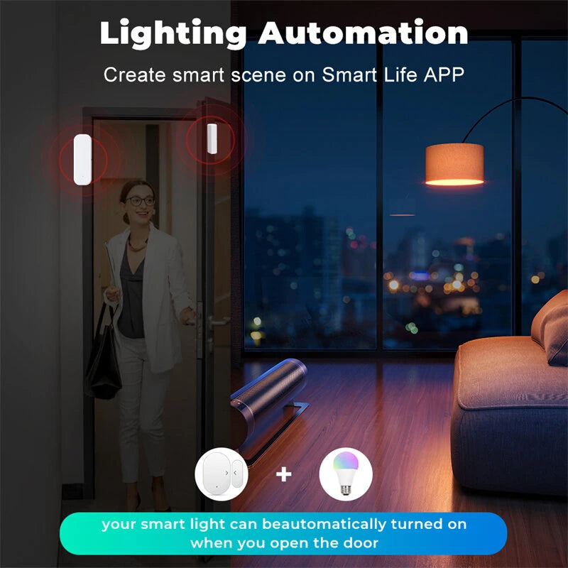 Smatrul Tuya Smart WiFi Door Window Alarm Sensor Open Closed Detectors bluetooth Smart Life APP Alerts Phone Notifications Work with Alexa Google Home