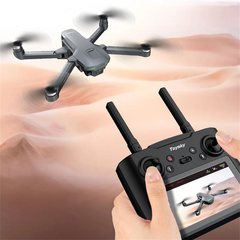 Toysky S197 GPS 5G WiFi FPV with LCD Screen Controller HD Dual Camera Servo Gimbal Optical Flow Positioning Brushless Foldable RC Drone Quadcopter RTF