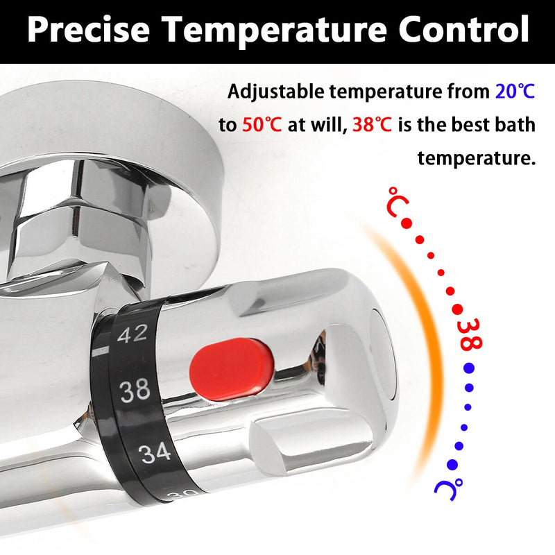 Bathroom Brass Chrome Thermostatic Shower Faucet Mixer Value Dual Handle Bathtub Shower Faucet Cold /Hot Wall Mounted
