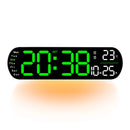 LED Digital Ambient Light Wall Clock Remote Control Electronic Mute Clock with Temperature Humitimy Date Week Display Timing Function Clock