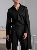 Men Irregular Flared Long Sleeve Lapel Collar Loose Fit Shirt