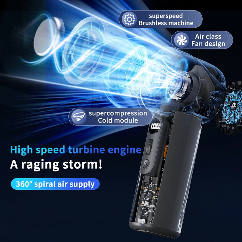 Handheld 100 Wind Speed Ice Cooling Fan  USB Small Desktop Portable Cooling High Speed Long Endurance Fan With LED Digital Display