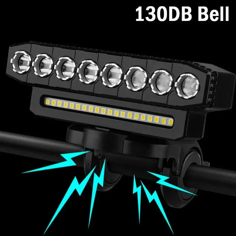Cansses 3 in 1 4000mAh Battery Bike Headlight 6 Light Modes USB Fast Charging Waterproof Power Bank Phone Bicycle Front Light with 130db Horn for Night Cycling