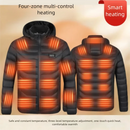 TENGOO HZ-23 23 Zones Heating Jacket Zipper Adjustable Size USB Charging Smart Thermal Warm Jacket Men's Heated Hooded Coat Outdoor Sportswear