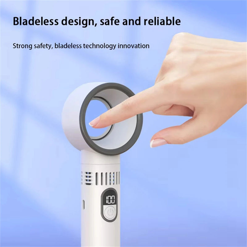 Tevorex Cooling Bladeless Fan USB Rechargeable Personal Fan 100 Speeds Adjustable Desk Fan Gifts for Women Men Travel/Camping/Outdoor