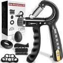 KALOAD 5 Pcs Fitness Set 5-60Kg Electric Counting Hand Grip Wrist Training Increase Strength Spring Finger Pinch Carpal Expander Effective Exercise for Home Gym Fitness