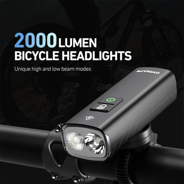 CLAMI BR 2000 Lumens Bicycle Headlight 4500mAh 5 Gears IPX6 Waterproof Type-C Charging High Brightness Bike Front Lights for Road Cycling Safety