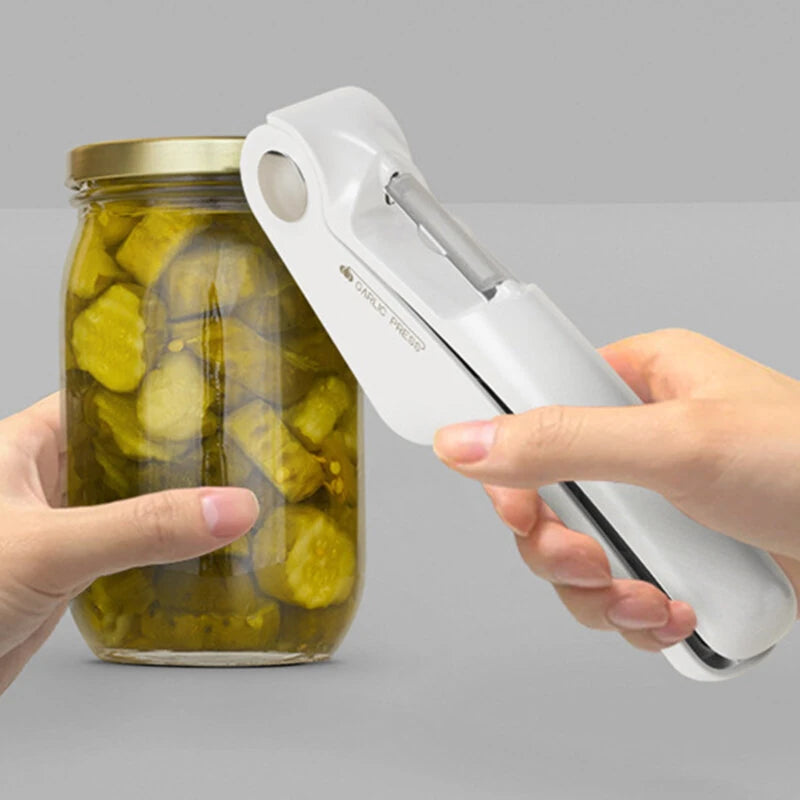 Multifunctional 3 In 1 Garlic Press Portable Manual Operation Mincer Garlic Slicer Environmentally Friendly Material Can Opener