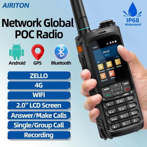 AIRITON AI-8088 Global POC Walkie Talkie Network Radio IP68 Waterproof Zello Android Bluetooth GPS WIFI Two Way Radio