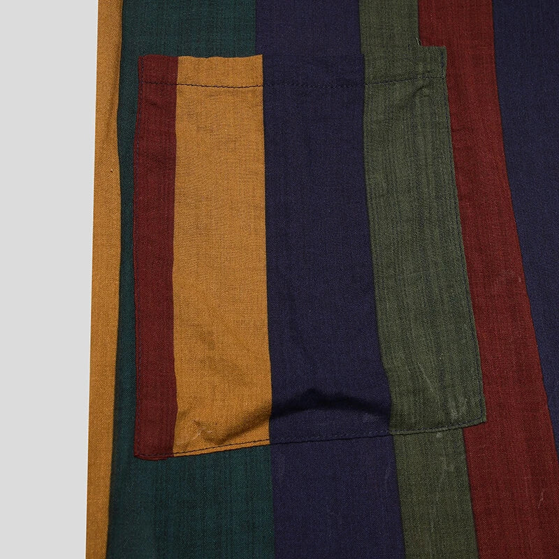 INCERUN Mens Striped Button Long Sleeve Long Shirt Cotton Linen Baggy Full Length Robe Casual Daily Retro Colorful Striped Robe for Men Plus Size, Spring Fall