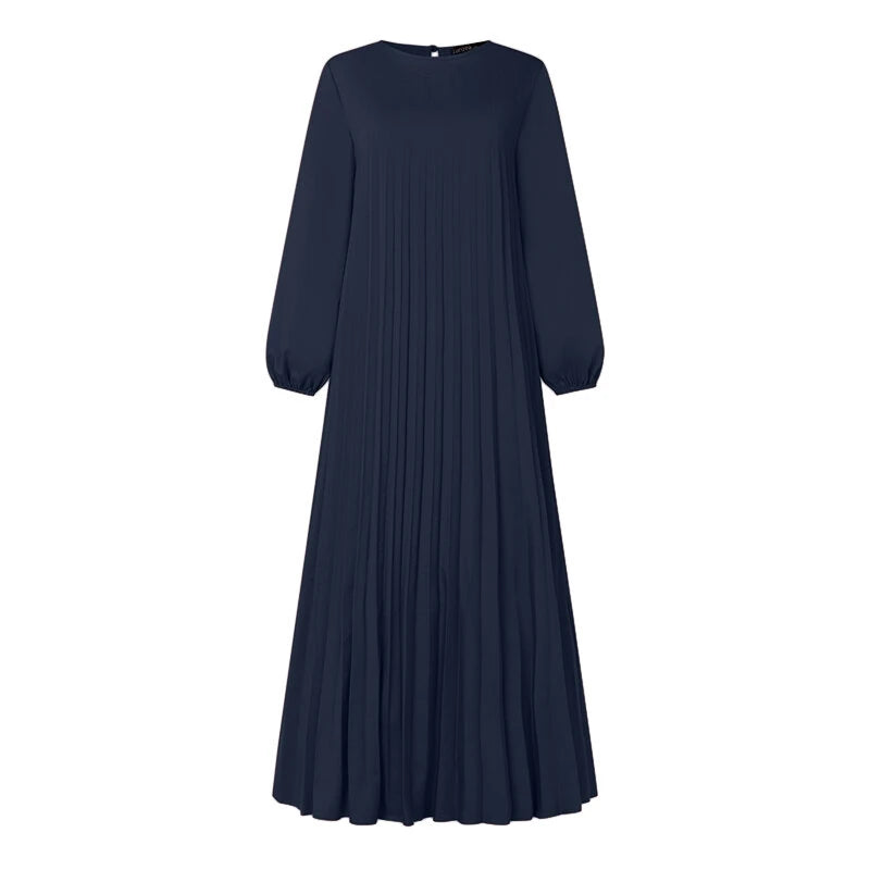 ZANZEA Fashion Women Ethnic Dress Elegant Lantern Sleeve Maxi Dresses Plain A-Line Sundress
